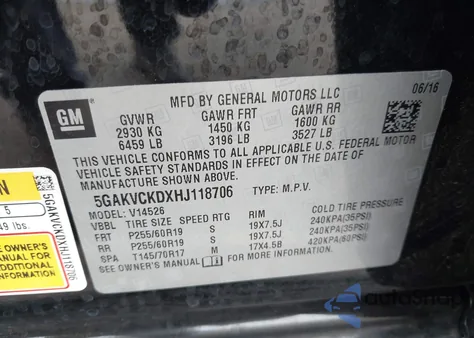 2017 Buick Enclave Premium из США, поврежденный, VIN 5GAKVCKDXHJ118706